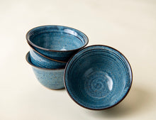 Load image into Gallery viewer, Four Small Blue Ceramic Dessert Bowls