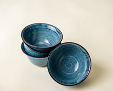 Load image into Gallery viewer, Four Small Blue Ceramic Dessert Bowls