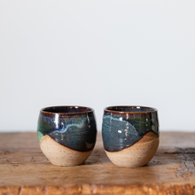 Load image into Gallery viewer, Blue and green glaze Whiskey and/or Espresso cup