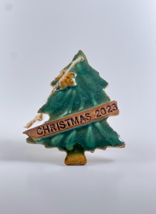 Christmas 2023 Holiday dates ornament stoneware clay