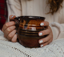Load image into Gallery viewer, Pottery Coffee Mug 14 ounce Ceramic Coffee mug with thumb rest Earth Tones
