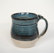 Load image into Gallery viewer, Pottery Mug With Thumb Rest Blue and White Ceramics
