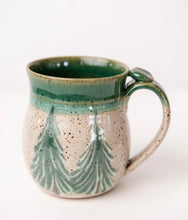 Load image into Gallery viewer, Ceramic Coffee Mug Winter Trees  Pottery Mug with Thumb Rest

