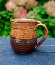 Load image into Gallery viewer, Pottery Coffee Mug 14 ounce Ceramic Coffee mug with thumb rest Earth Tones

