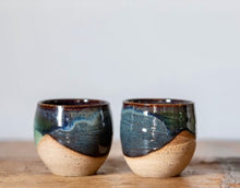 Load image into Gallery viewer, Blue and green glaze Whiskey and/or Espresso cup
