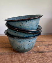 Load image into Gallery viewer, Set of 4 stackable blue Pottery Serving Bowls Functional Ceramics
