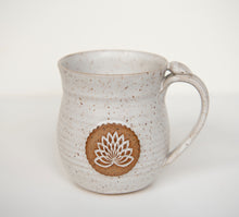 Load image into Gallery viewer, Lotus flower coffee mug cup tea yoga stoneware clay
