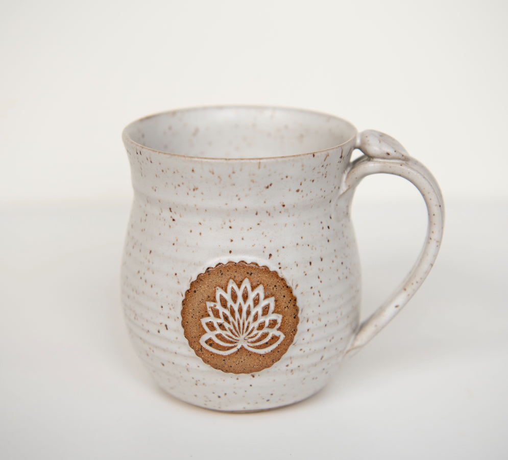 Lotus flower coffee mug cup tea yoga stoneware clay