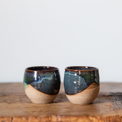 Blue and green glaze Whiskey and/or Espresso cup 