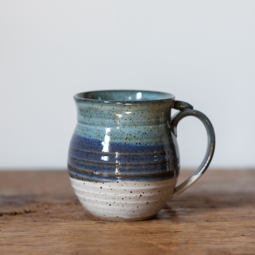 Stoneware Clay Mug with blue glaze