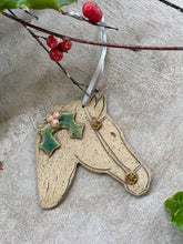 Load image into Gallery viewer, Ceramic Horse Holiday Ornament 
