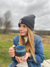 Load image into Gallery viewer, girl holding the Tea Cup Clay Pottery Mug With Thumb Rest
