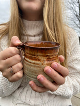 Load image into Gallery viewer, Girl holding Handmade stoneware coffee mug
