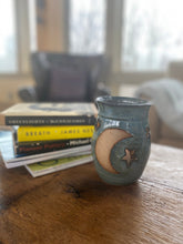 Load image into Gallery viewer, Moon and stars tall cut out Ceramic candle holder 
