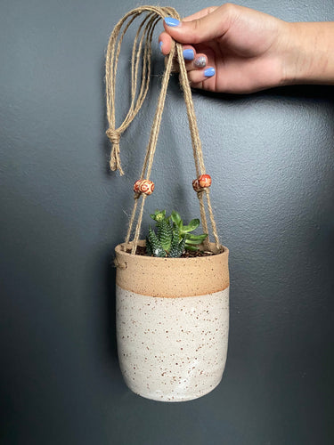 Hanging Pottery Planter - Handmade